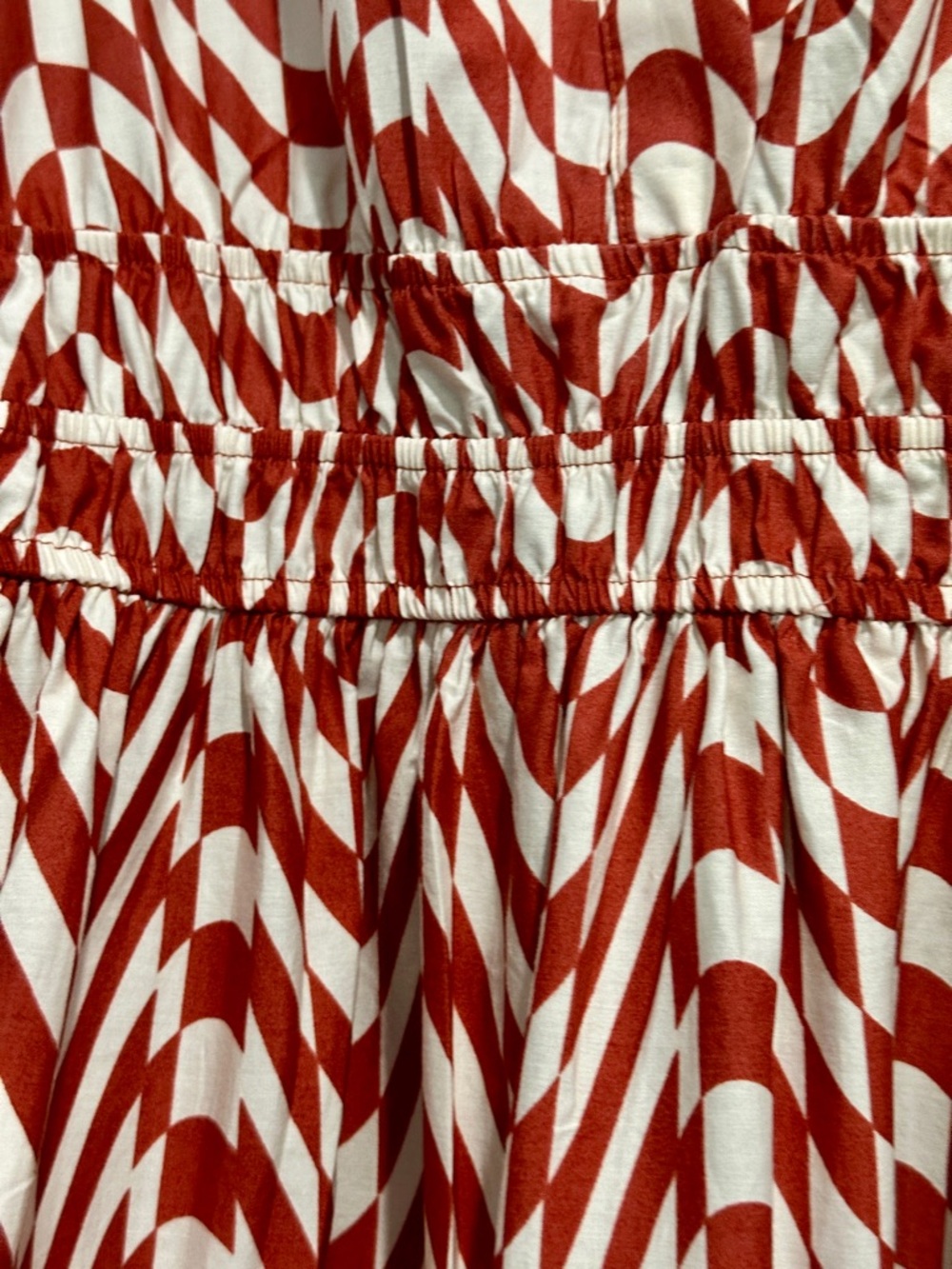 Anthropologie The Somerset Cotton Maxi Derby Dress Red Geo XSP - Picture 4 of 7